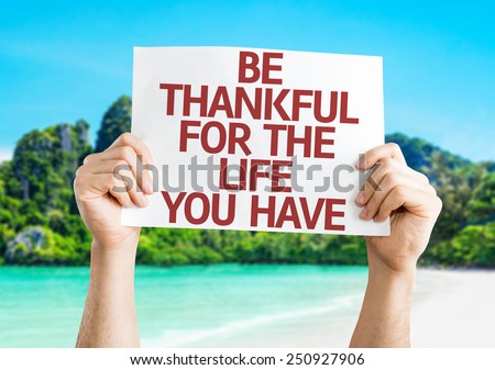 Be Thankful for the Life You Have card with beach background
