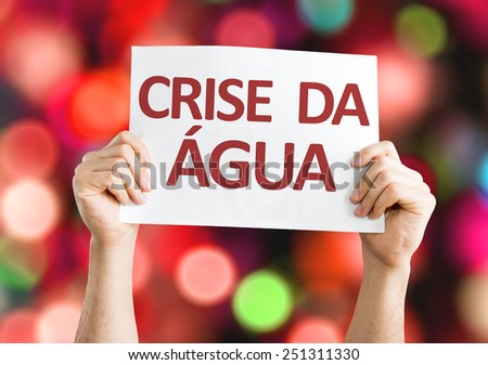 Water Crisis (in Portuguese) card with bokeh background