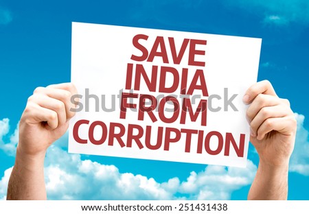 Save India From Corruption card with sky background