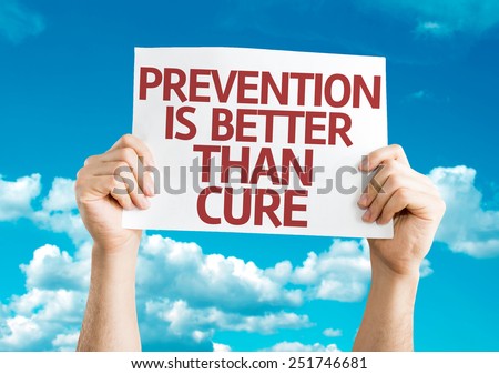 Prevention is Better than Cure card with sky background