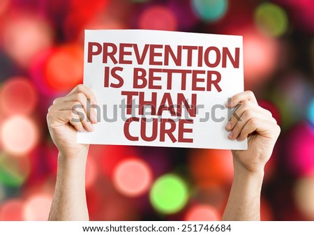Prevention is Better than Cure card with colorful background with defocused lights
