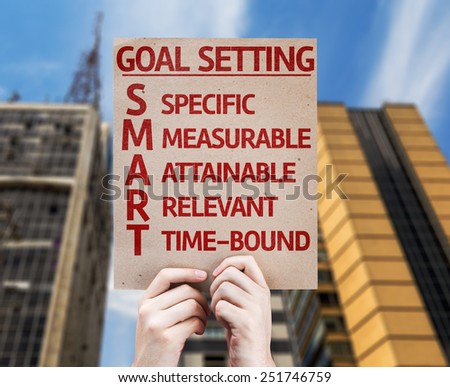Goal Setting - SMART card with urban background