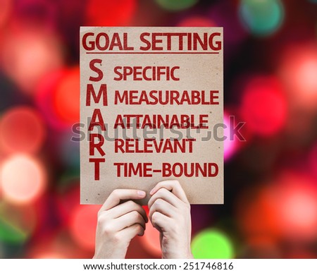 Goal Setting - SMART card with colorful background with defocused lights