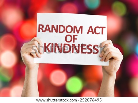Random Act of Kindness card with colorful background with defocused lights