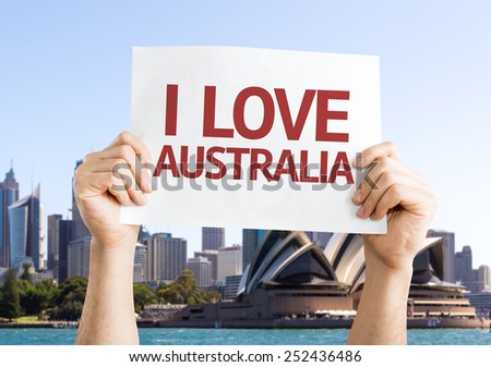 I Love Australia card with Opera House background