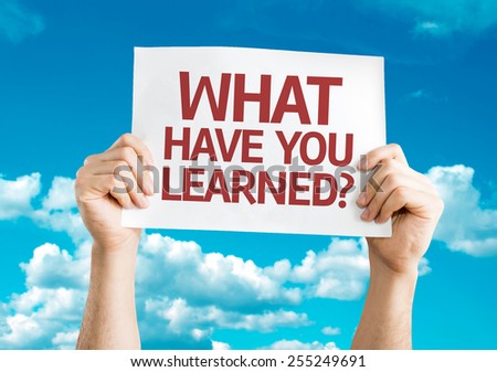 What Have You Learned? card with sky background