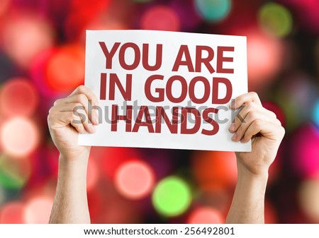 You Are in Good Hands card with colorful background