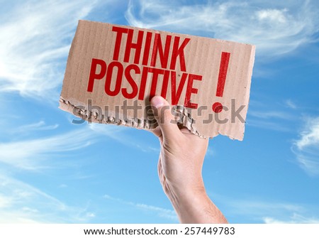 Think Positive! card with sky background