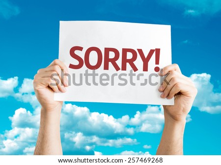 Sorry! card with sky background