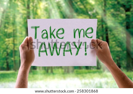 Take Me Away card with nature background