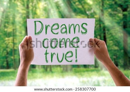 Dreams Come True card with nature background