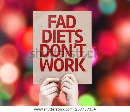 Fad Diets Don\'t Work card with bokeh background