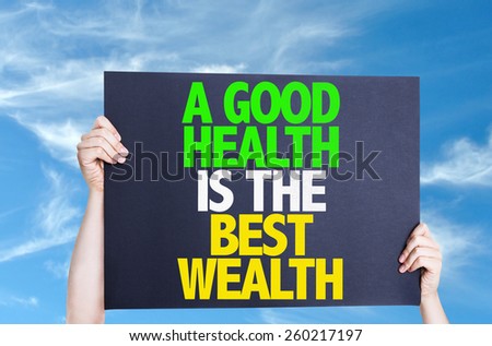 A Good Health is the Best Wealth card with sky background