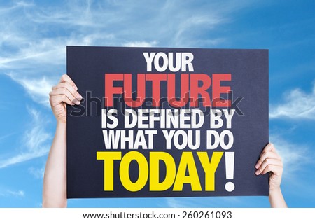 Your Future is Defined by What you Do Today card with sky background