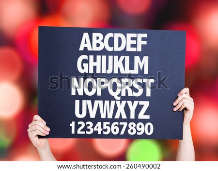 Alphabet card with colorful background with defocused lights
