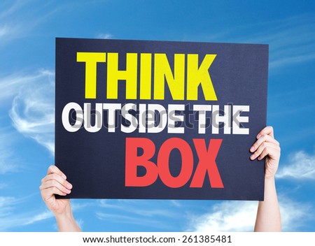 Think Outside the Box card with sky background