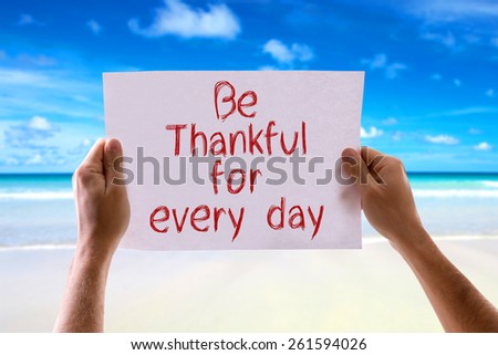 Be Thankful for Every Day card with beach background