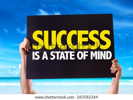 Success Is a State of Mind card with beach background