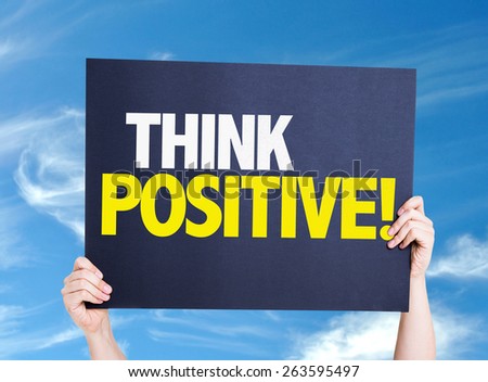 Think Positive card with sky background