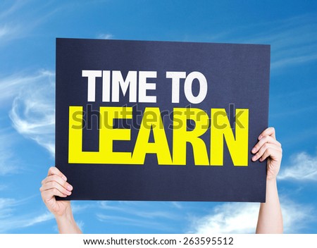 Time to Learn card with sky background