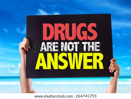 Drugs Are Not The Answer card with beach background