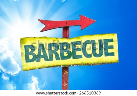 Barbecue sign with sky background