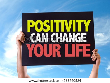 Positivity Can Change Your Life card with sky background