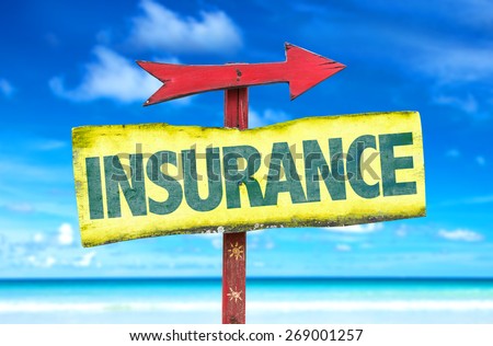 Insurance sign with beach background