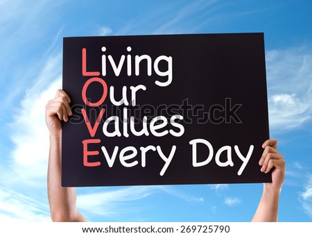 Living Our Values Every Day card with sky background