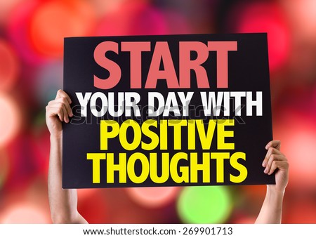 Start Your Day with Positive Thoughts card with bokeh background