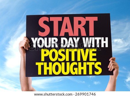 Start Your Day with Positive Thoughts card with sky background