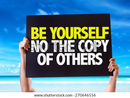 Be Yourself Not The Copy Of Others card with beach background