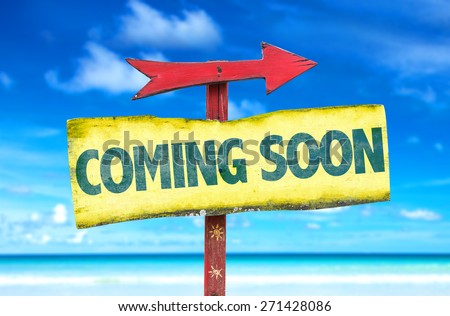 Coming Soon sign with beach background
