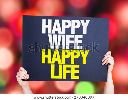 Happy Wife Happy Life card with bokeh background