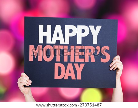 Happy Mothers Day card with bokeh background