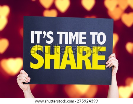Its Time to Share card with heart bokeh background
