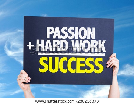 Passion + Hard Work = Success card with sky background