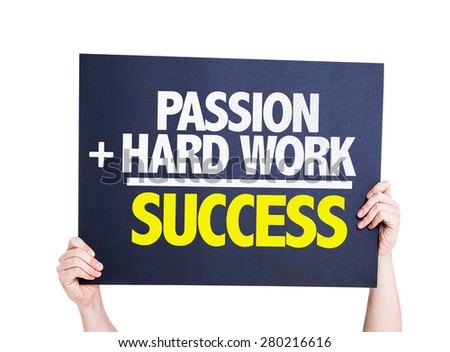 Passion + Hard Work = Success card isolated on white