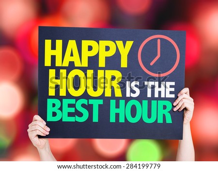 Happy Hour is the Best Hour card with bokeh background