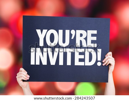 You\'re Invited! card with bokeh background