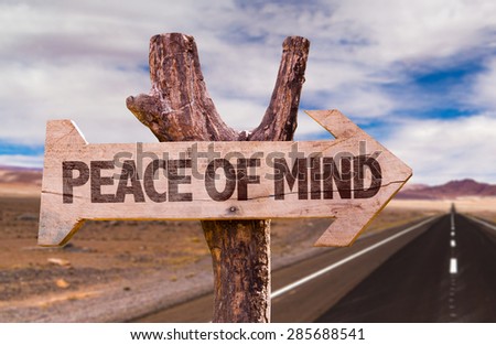 Peace of Mind direction sign with road background