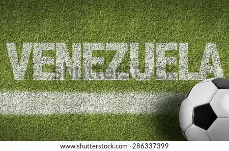 Soccer field with the text: Venezuela