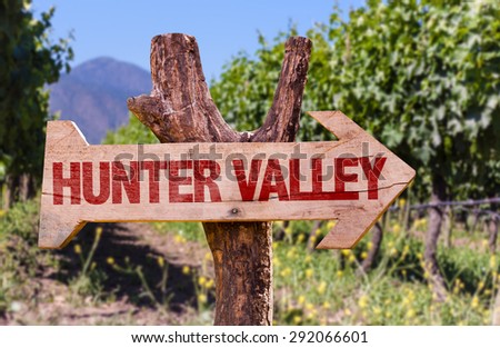 Hunter Valley wooden sign with winery background