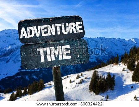 Adventure Time sign with sky background