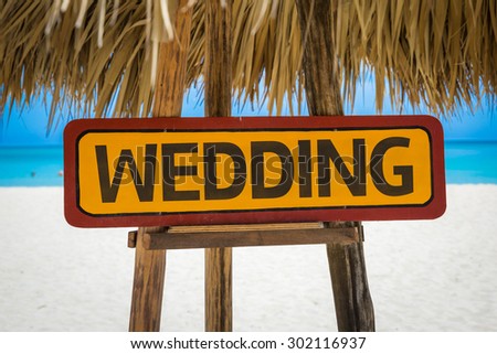 Wedding sign with beach background