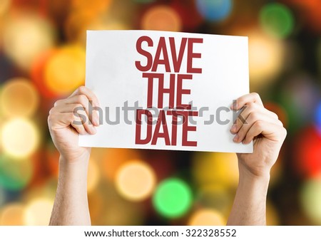 Save The Date placard with bokeh background