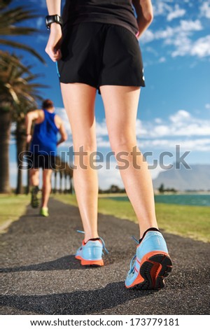 Running fitness couple workout for marathon training
