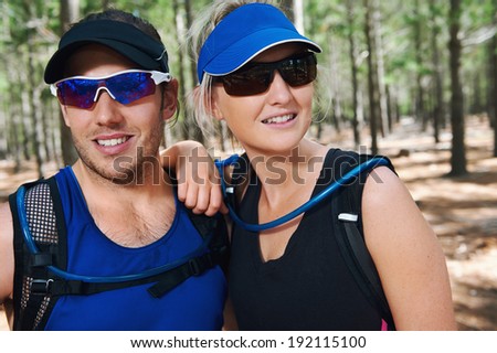 portrait of fit active healthy lifestyle trail runners