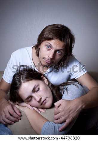 Young couple in love at home