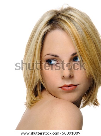 stock photo Attractive young blonde girl poses for beauty portraits